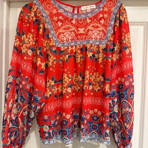 Floral Red Blouse by Flying Tomato